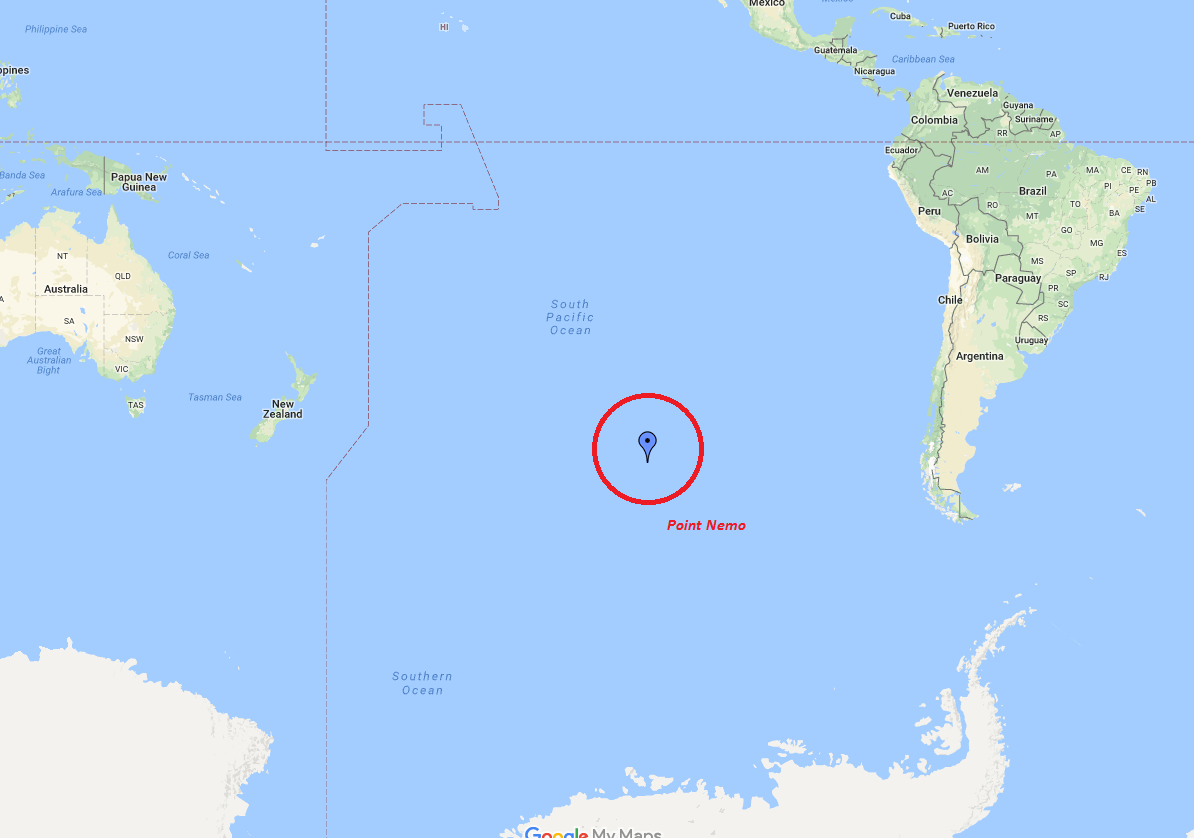 Точка немо сайт. Точка Немо в тихом океане. Остров Немо в тихом океане на карте. Точка Немо на карте. Координаты точки Немо на карте.