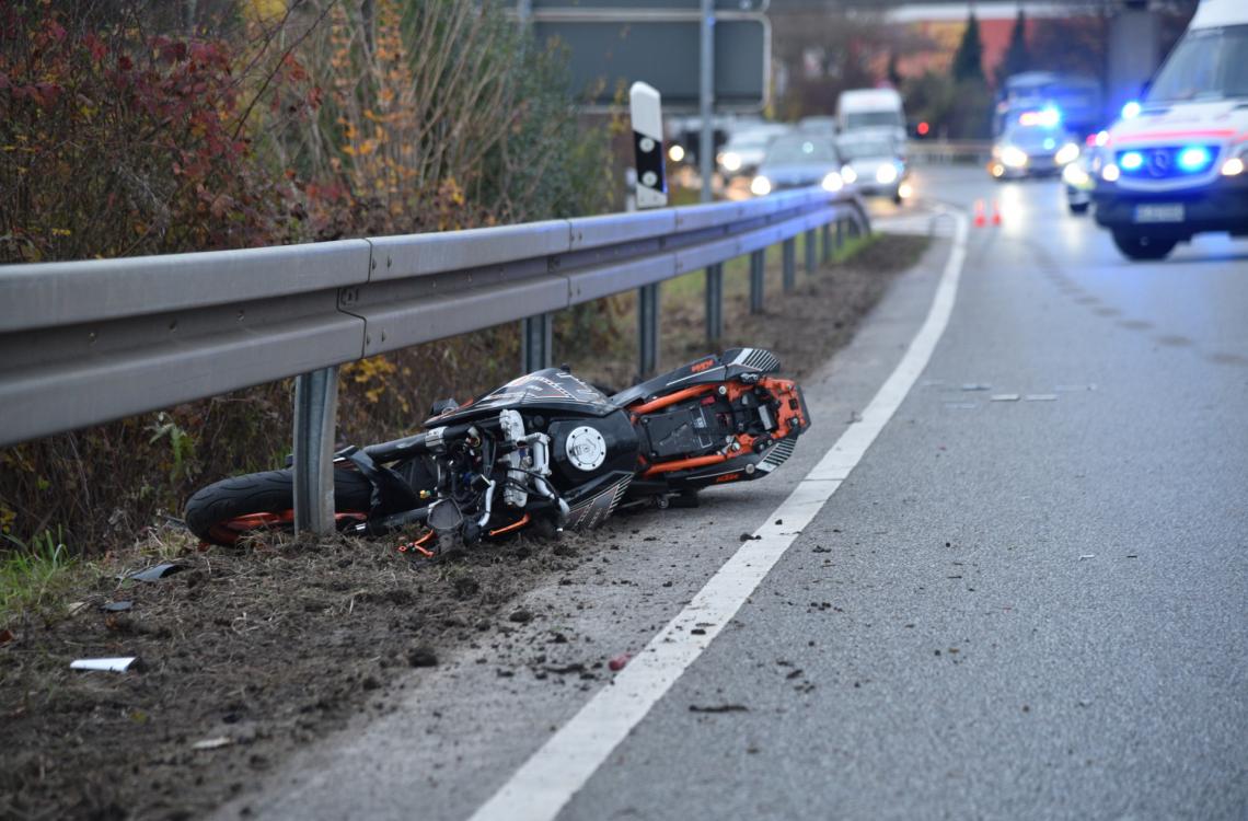fahrrad und motorrad unfall b38 brensbach